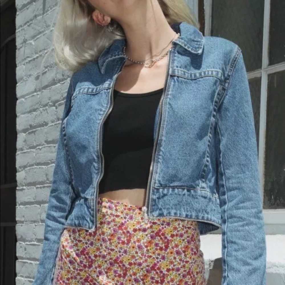 Brandy Melville zip up jean jacket